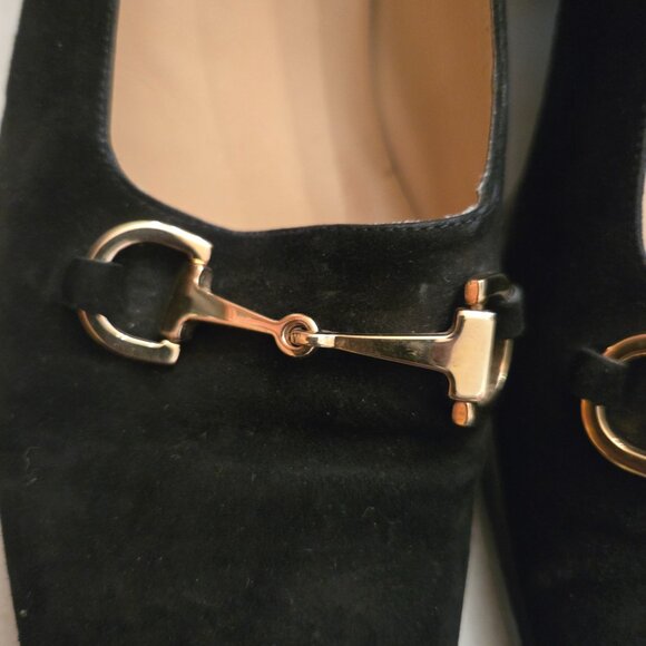 Gucci Black Suede Horsebit Block Heel Pumps - Picture 4 of 12